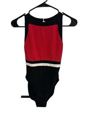 Pro Spirit 9/10 Red Black Colorblock Leotard Sleeveless Gymcore Sporty